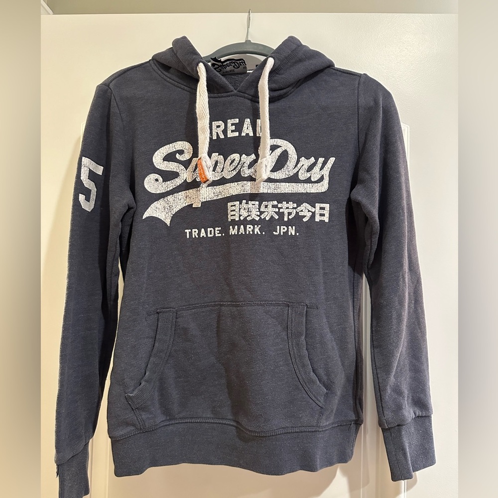 Superdry hoodie gray and white size 6